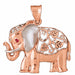 Elephant Charm Pendant 14k Two Tone Yellow and White Gold Rose Gold 14k