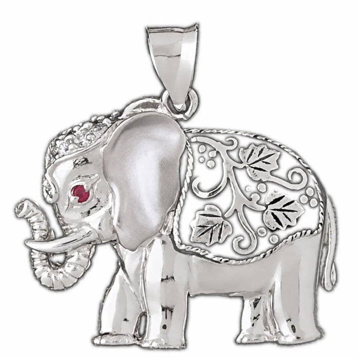 Elephant Charm Pendant 14k Two Tone Yellow and White Gold White Gold 14k
