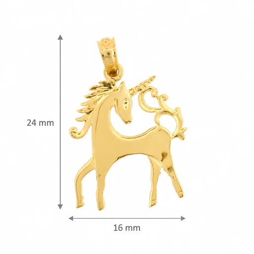 Unicorn Charm Pendant 14k Gold Yellow Gold 14k