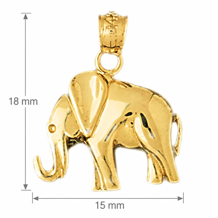 Elephant Charm Pendant 14k Gold Yellow Gold 14k