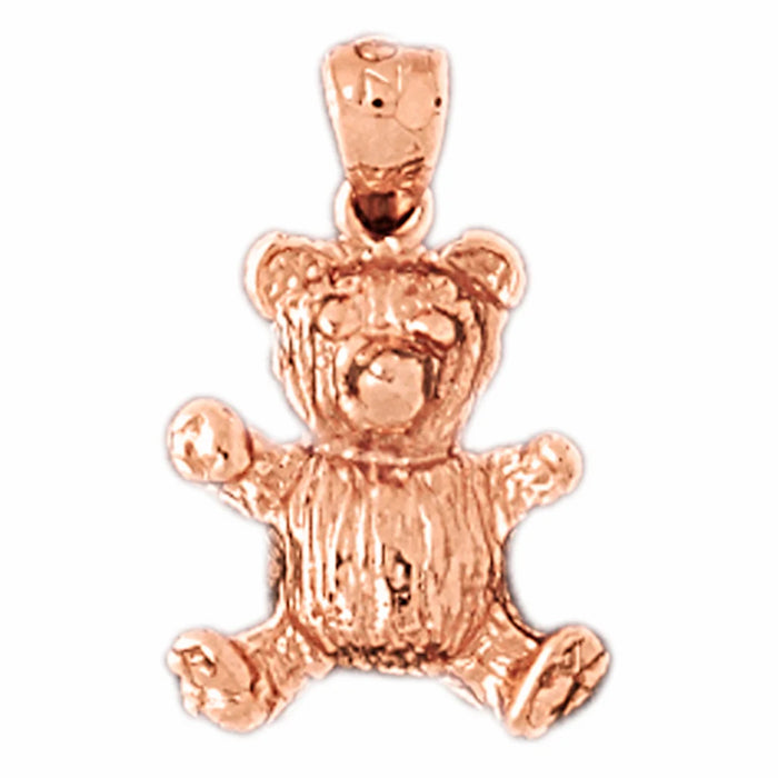 Teddy Bear Charm Pendant 14k Gold Rose Gold 14k