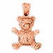 Teddy Bear Charm Pendant 14k Gold Rose Gold 14k