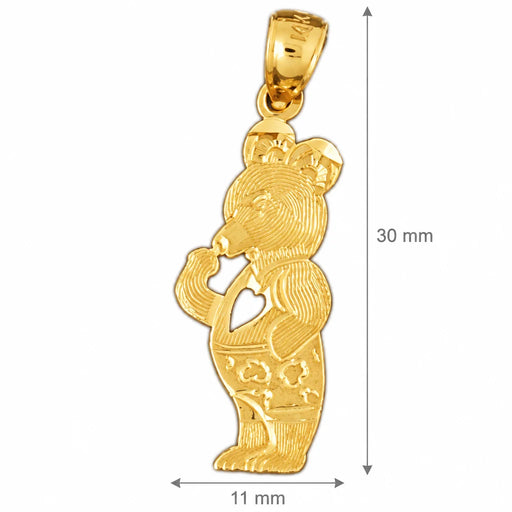 Teddy Bear With Heart Charm Pendant 14k Gold Yellow Gold 14k