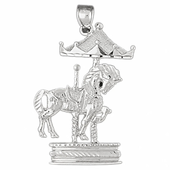 Carousel Horses Charm Pendant 14k Gold White Gold 14k