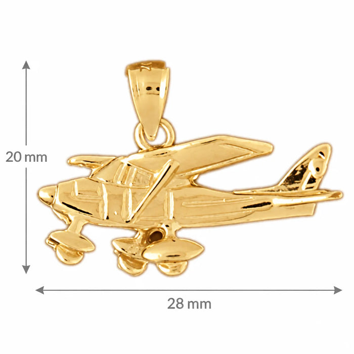 Airplane Charm Pendant 14k Gold Yellow Gold 14k