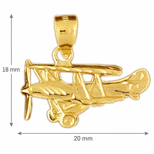 Airplane Charm Pendant 14k Gold Yellow Gold 14k