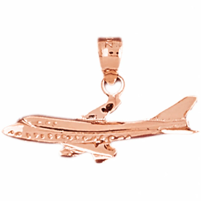 Airplane Jet Charm Pendant 14k Gold Rose Gold 14k