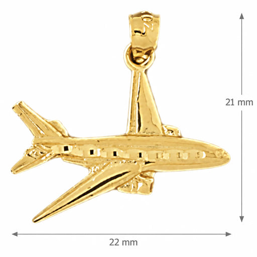 Airplane Jet Charm Pendant 14k Gold Yellow Gold 14k