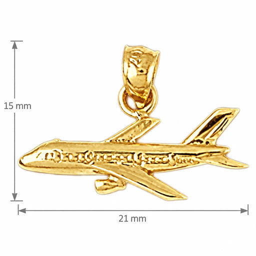 Airplane Jet Charm Pendant 14k Gold Yellow Gold 14k