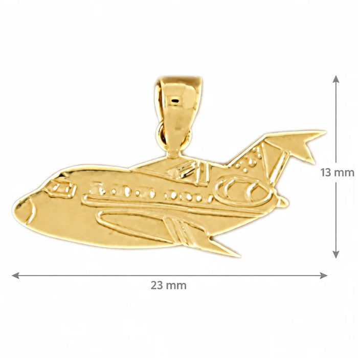 Airplane Jet Charm Pendant 14k Gold Yellow Gold 14k