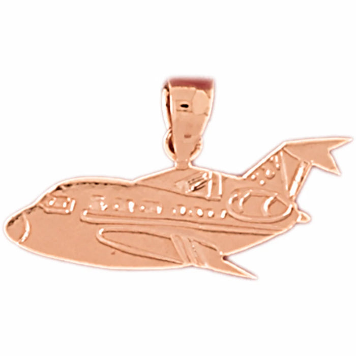 Airplane Jet Charm Pendant 14k Gold Rose Gold 14k
