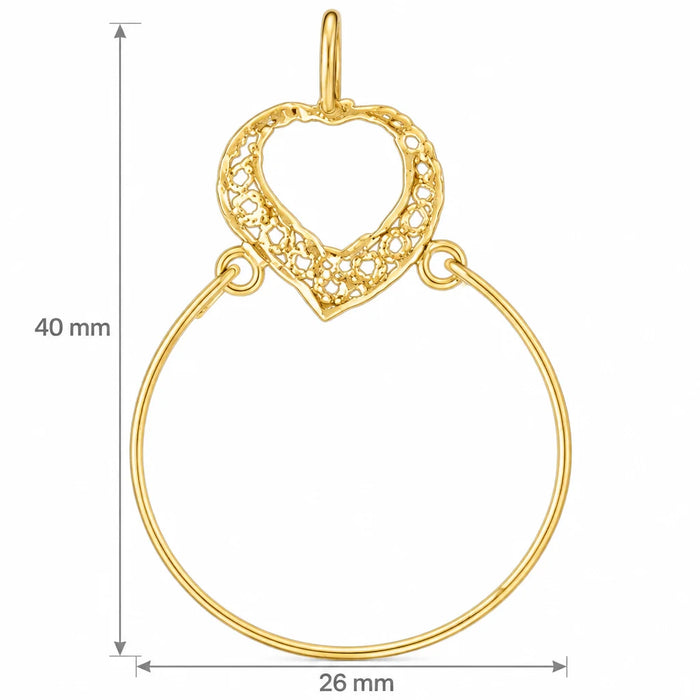 Heart Charm Holder Charm Pendant 14k Gold Yellow Gold 14k