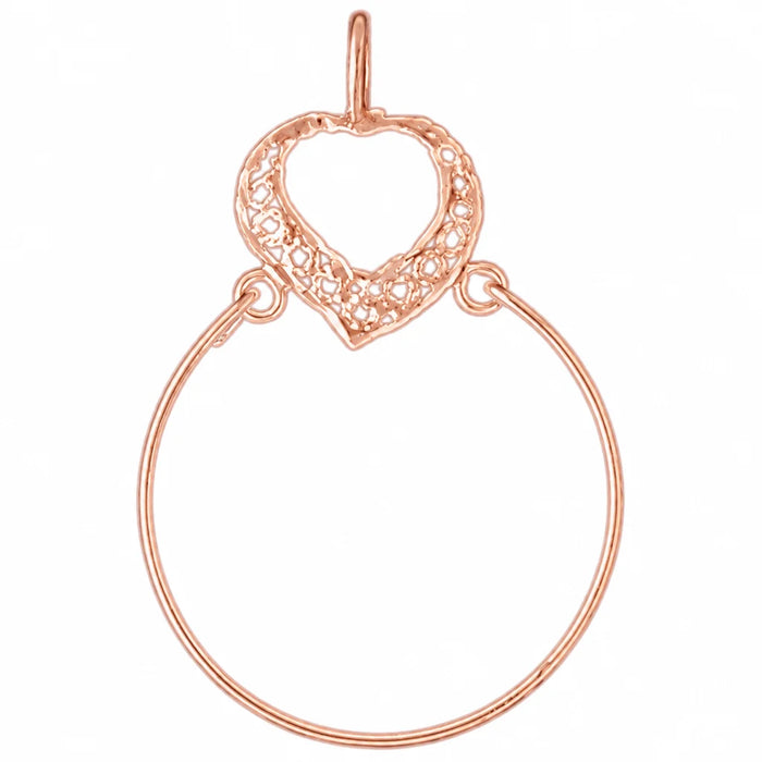Heart Charm Holder Charm Pendant 14k Gold Rose Gold 14k