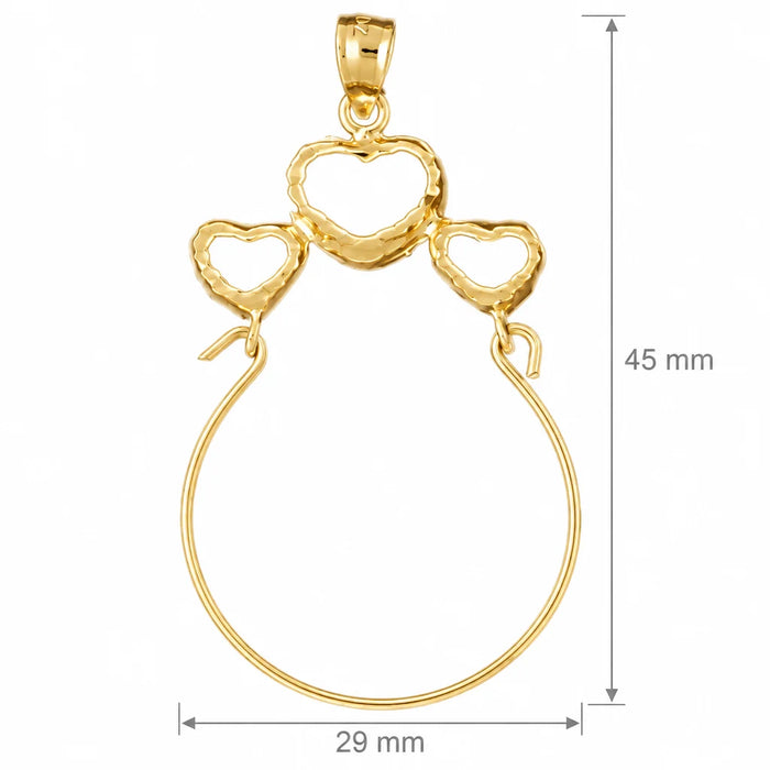 Heart Charm Holder Charm Pendant 14k Gold Yellow Gold 14k