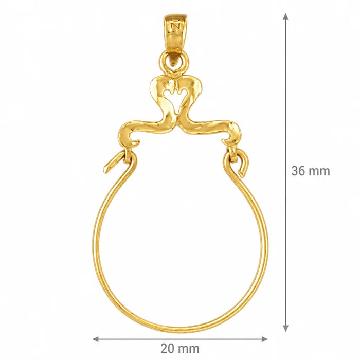 Heart Charm Holder Charm Pendant 14k Gold Yellow Gold 14k