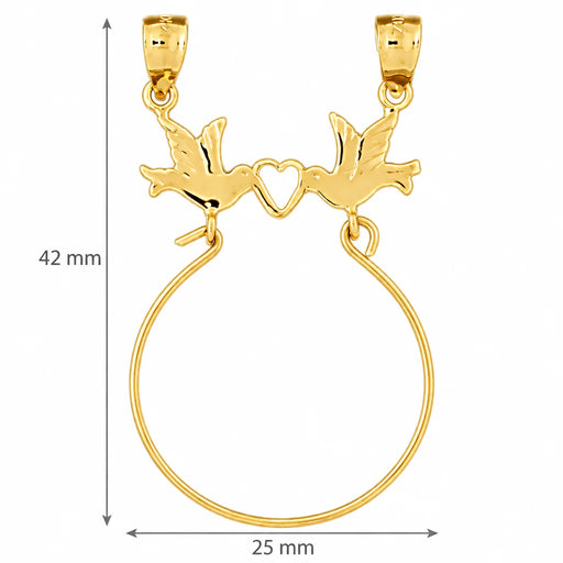 Love Bird Charm Holder Charm Pendant 14k Gold Yellow Gold 14k
