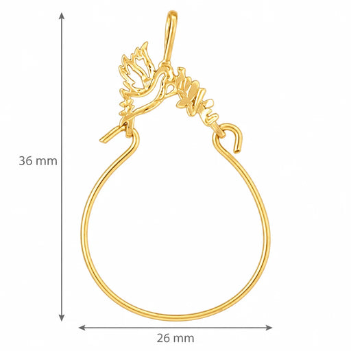 Love Bird Charm Holder Charm Pendant 14k Gold Yellow Gold 14k