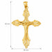 Jesus Christ on Cross Charm Pendant 14k Gold Yellow Gold 14k