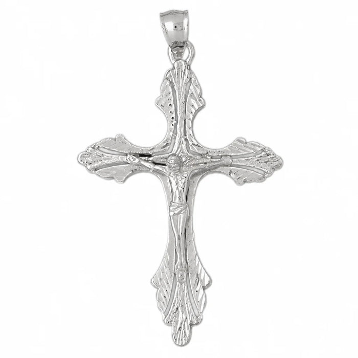 Jesus Christ on Cross Charm Pendant 14k Gold White Gold 14k