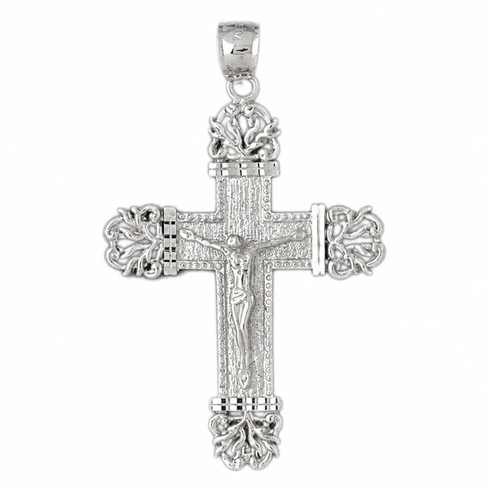 Jesus Christ on Cross Charm Pendant 14k Gold White Gold 14k