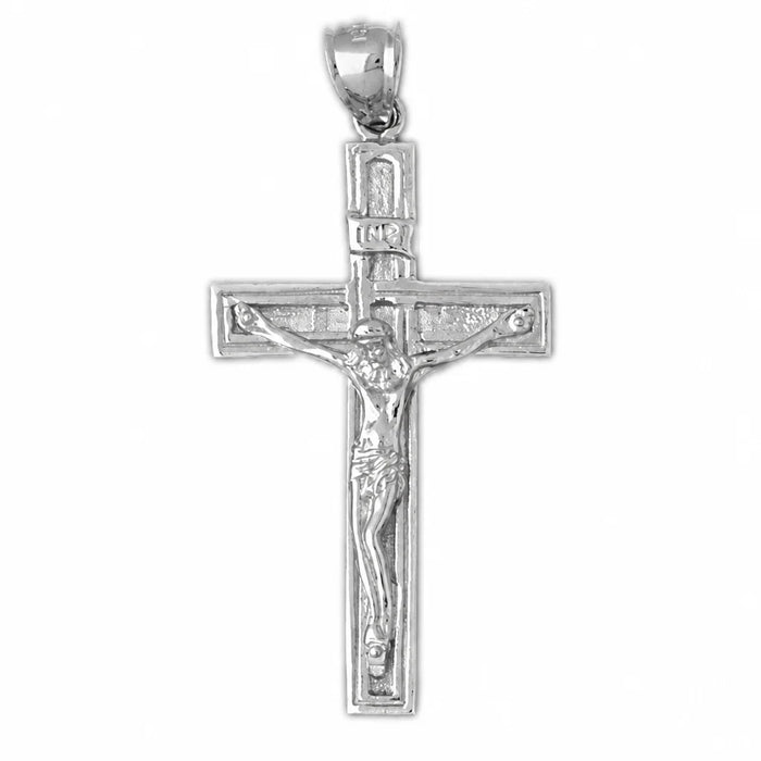 Jesus Christ on Cross Charm Pendant 14k Gold White Gold 14k