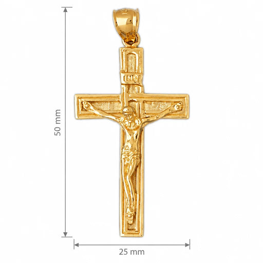 Jesus Christ on Cross Charm Pendant 14k Gold Yellow Gold 14k