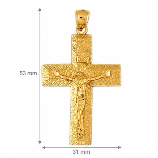 Jesus Christ on Cross Charm Pendant 14k Gold Yellow Gold 14k