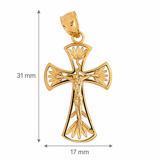 Two Tone Jesus Christ on Cross Charm Pendant 14k Gold Yellow Gold 14k