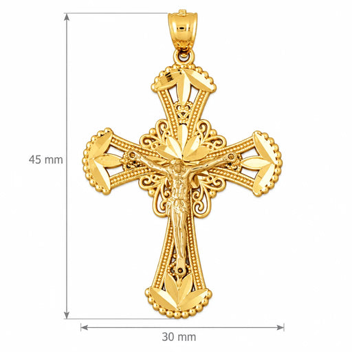 Two Tone Jesus Christ on Cross Charm Pendant 14k Gold Yellow Gold 14k