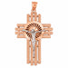 Two Tone Jesus Christ on Cross Charm Pendant 14k Gold Rose Gold 14k
