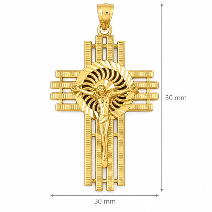 Two Tone Jesus Christ on Cross Charm Pendant 14k Gold Yellow Gold 14k