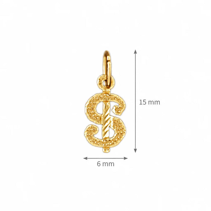 Dollar Sign Charm Pendant 14k Gold Yellow Gold 14k
