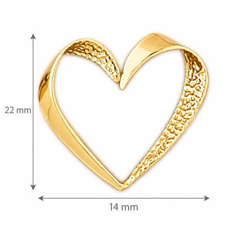 Floating Heart Charm Pendant 14k Gold Yellow Gold 14k