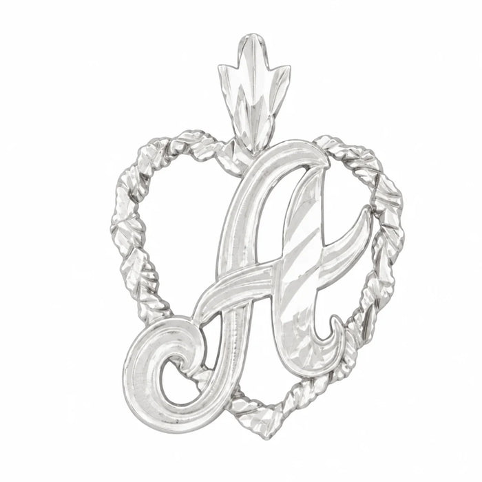 Initial A Heart Charm Pendant 14k Gold White Gold 14k