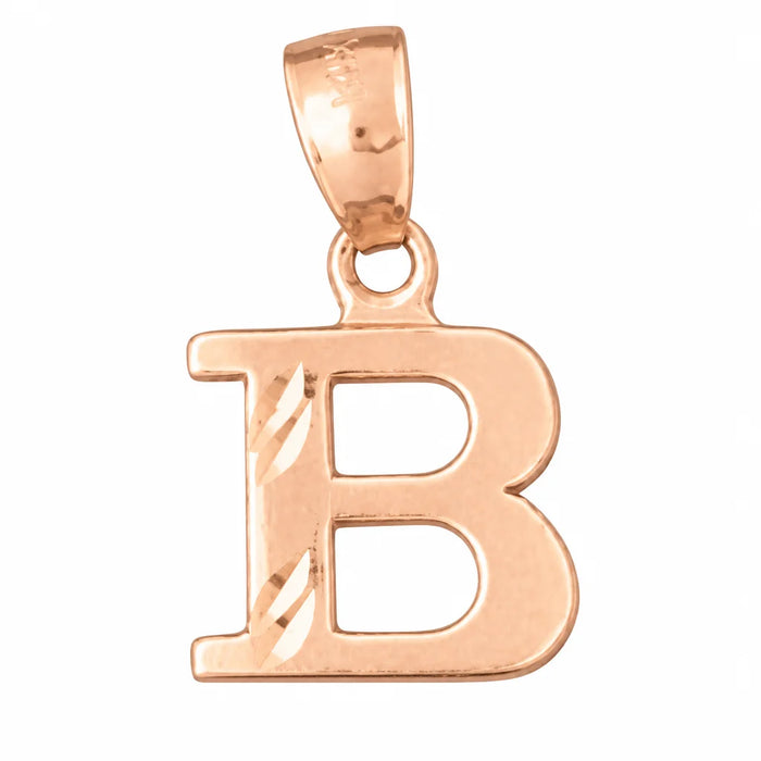 Initial B Charm Pendant 14k Gold Rose Gold 14k