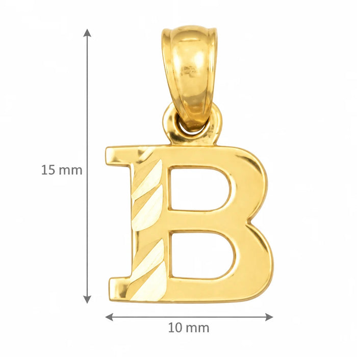 Initial B Charm Pendant 14k Gold Yellow Gold 14k
