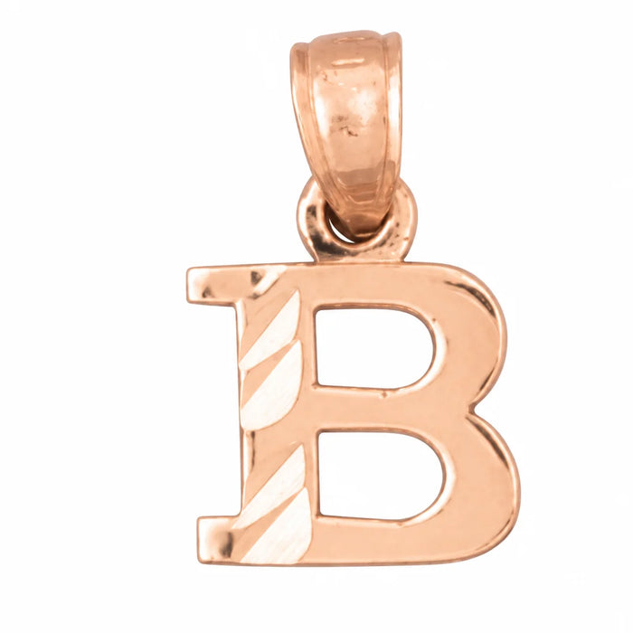Initial B Charm Pendant 14k Gold Rose Gold 14k