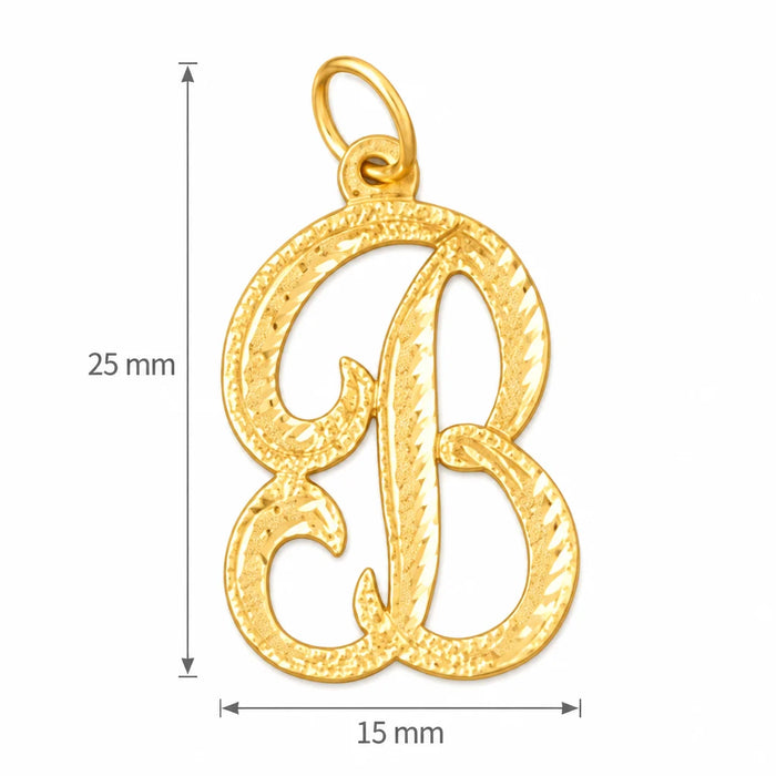 Initial B Classic Charm Pendant 14k Gold Yellow Gold 14k