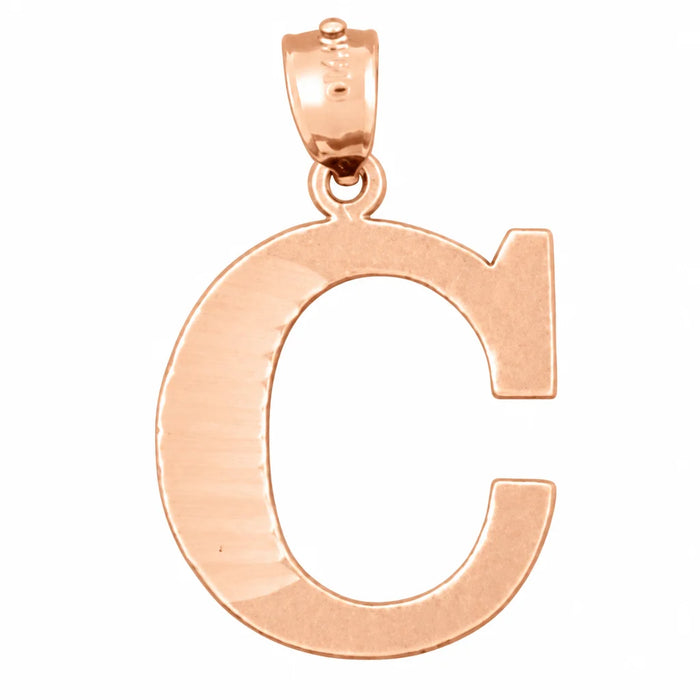 Initial C Charm Pendant 14k Gold (1.5 Grams) Rose Gold 14k