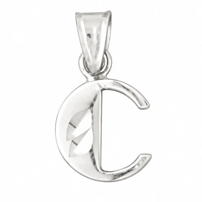 Initial C Charm Pendant 14k Gold White Gold 14k