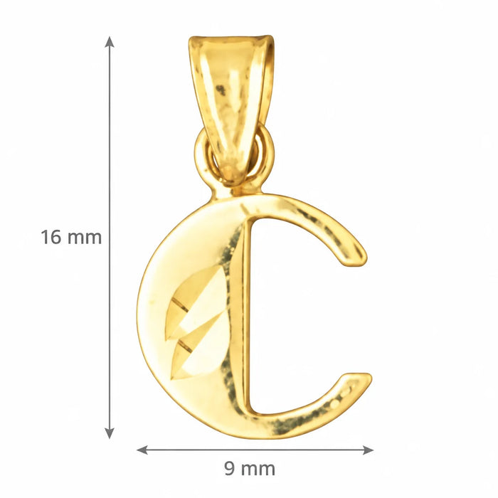 Initial C Charm Pendant 14k Gold Yellow Gold 14k