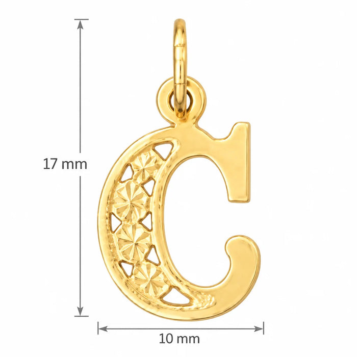 Initial C Charm Pendant 14k Gold Yellow Gold 14k