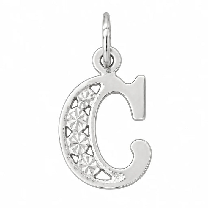 Initial C Charm Pendant 14k Gold White Gold 14k