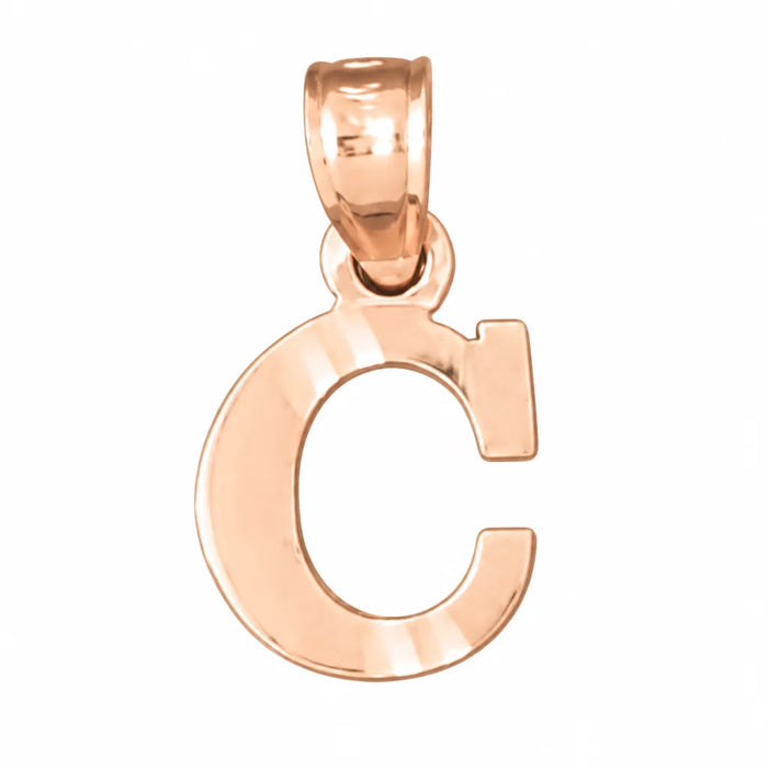 Initial C Charm Pendant 14k Gold Rose Gold 14k