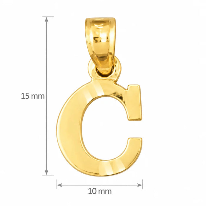 Initial C Charm Pendant 14k Gold Yellow Gold 14k