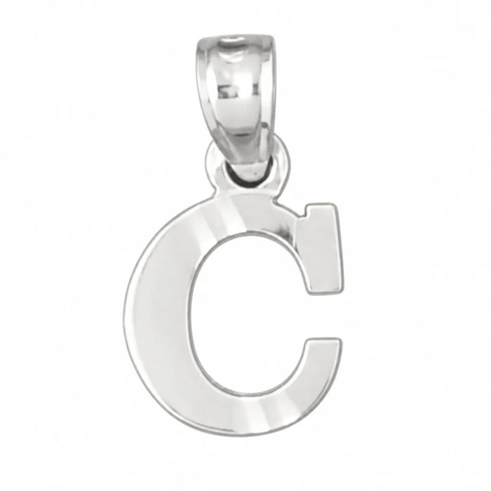 Initial C Charm Pendant 14k Gold White Gold 14k