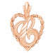 Initial C Heart Charm Pendant 14k Gold Rose Gold 14k