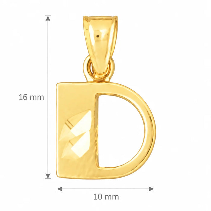Initial D Charm Pendant 14k Gold Yellow Gold 14k