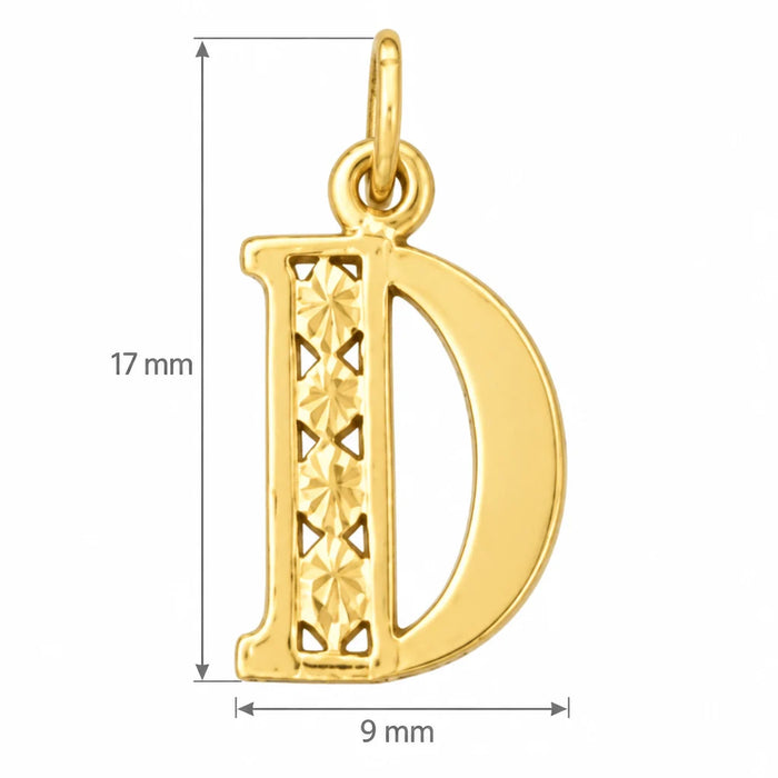 Initial D Charm Pendant 14k Gold Yellow Gold 14k