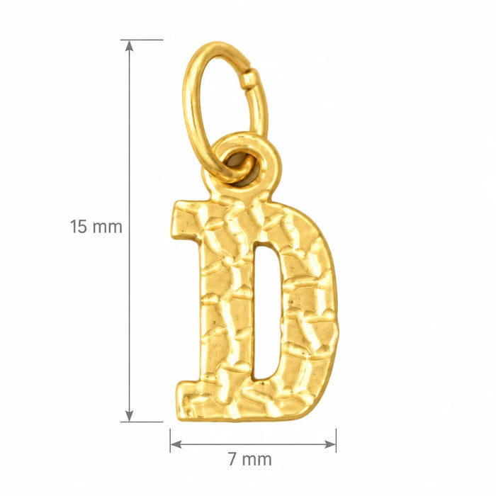 Initial D Charm Pendant 14k Gold Yellow Gold 14k